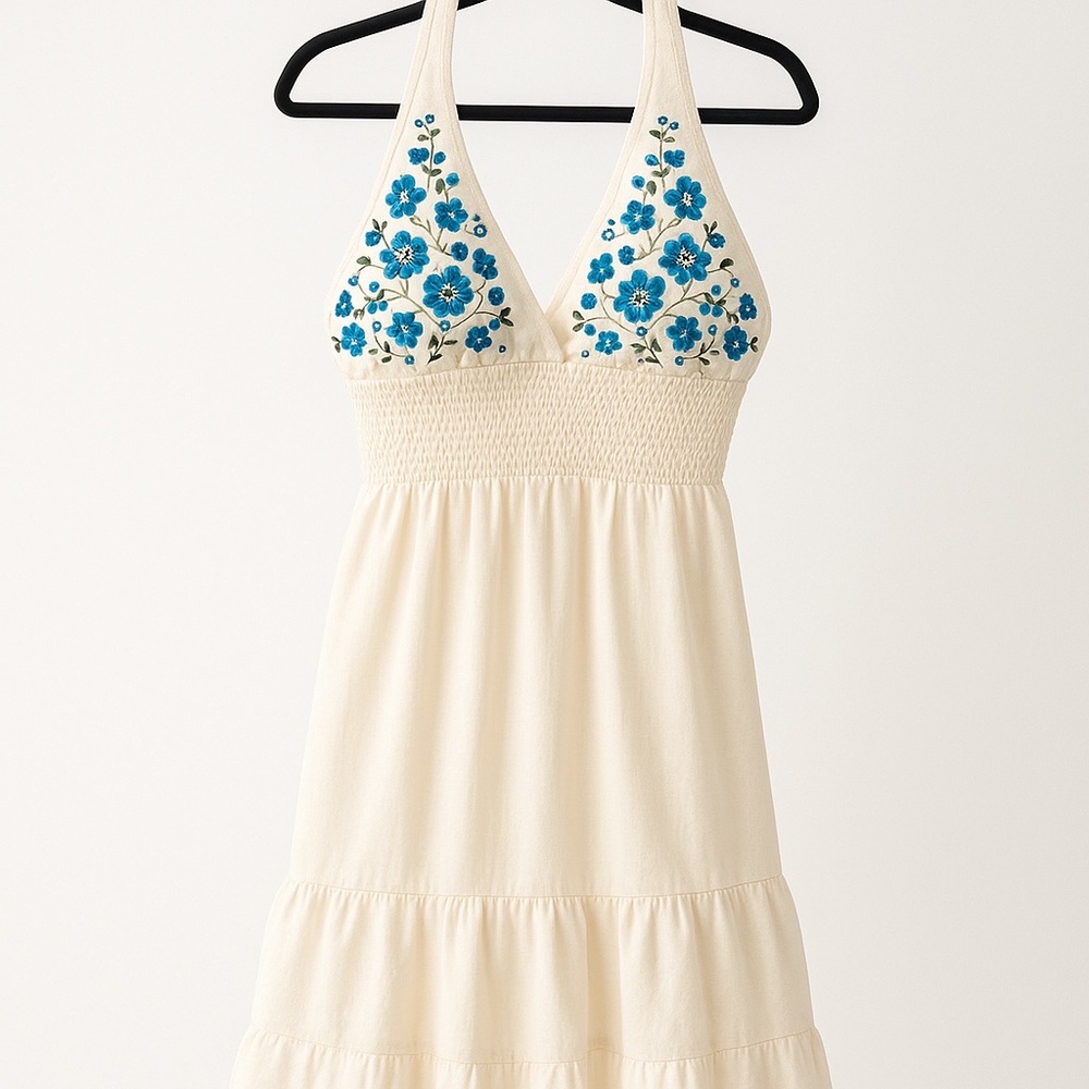 Oaxacan-Style Embroidered Halter Dress - Picture 4 of 7